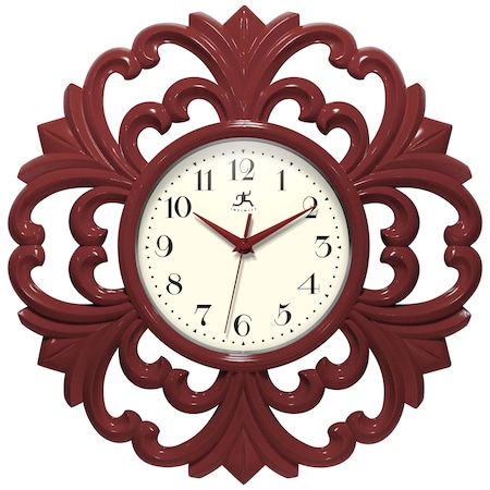 Infinity Instruments Wisteria 15.5 in. Wall Clock, Red 20331RD-4561